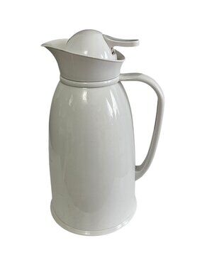 Mid-2000s White Glass-Lined Thermal Carafe Coffee Pitcher Hot Cold Beverage Serv